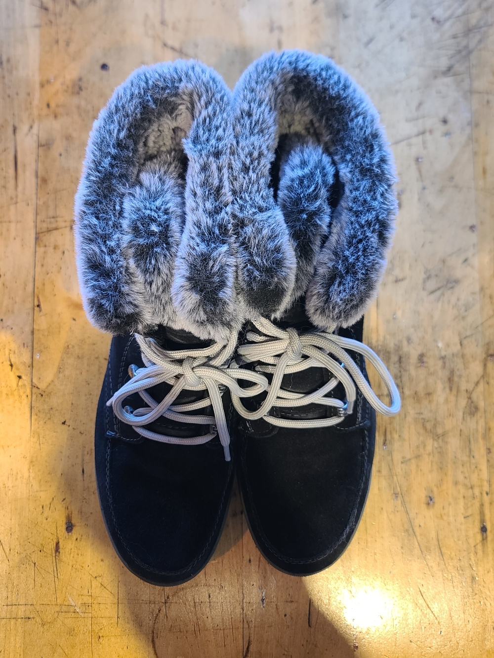 Cougar Waterproof Black Winter Boots with Gray Faux Fur Collar